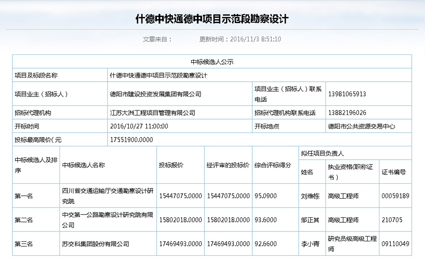 2016年11月3號(hào)什德中中標(biāo)公示